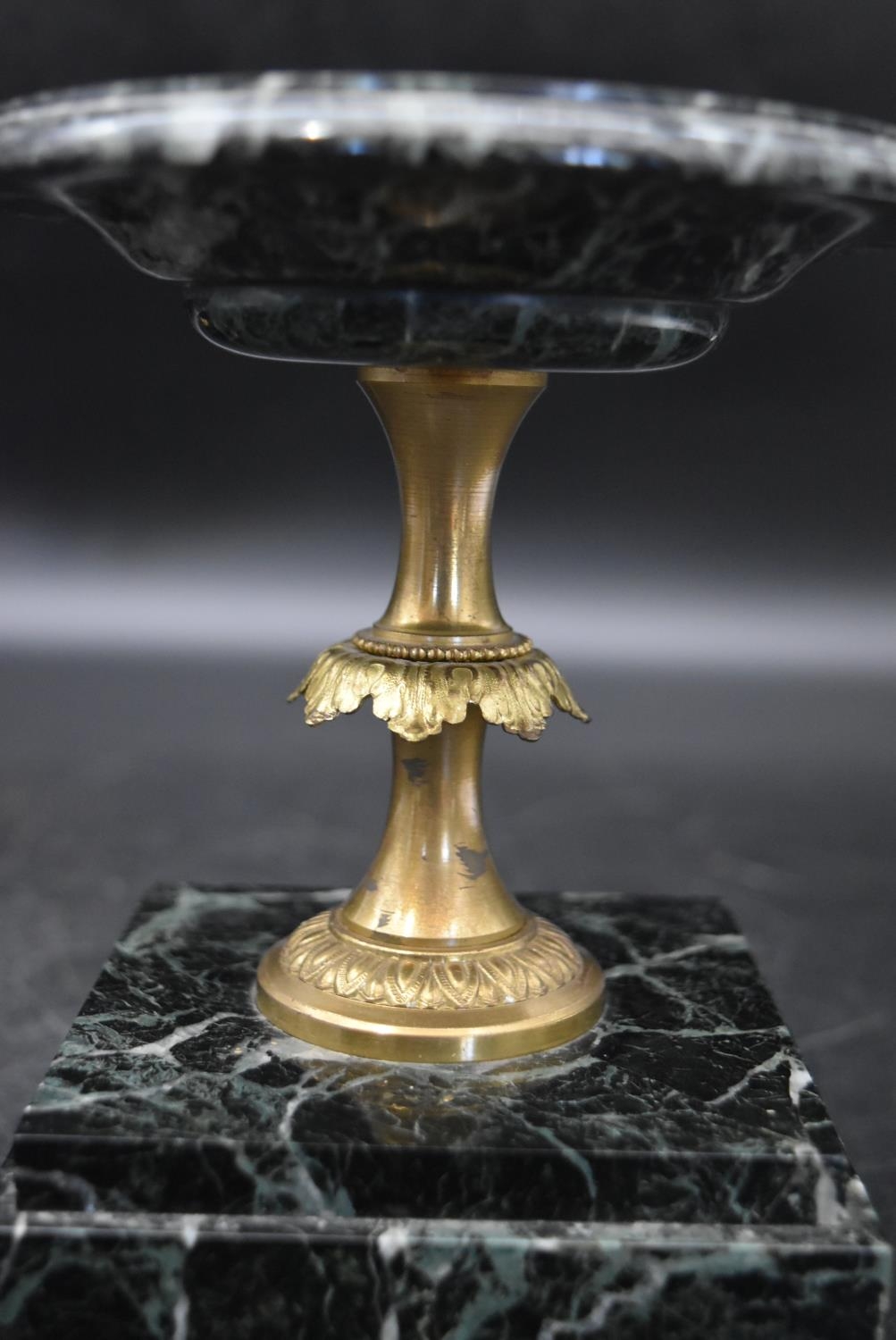 H. Perrin - A 19th century French garniture marble mantel clock and tazza form side pieces, - Image 13 of 15