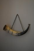 A 19th century Continental hunting horn with brass mounts.