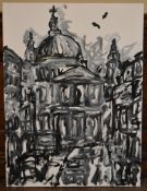 An unframed oil on canvas, impressionist study of St. Paul's Cathedral, monogrammed HD. H.80cm W.