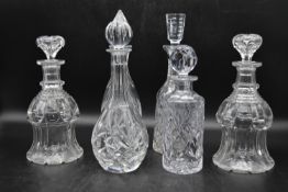 A miscellaneous collection of six glass decanters. H.35 W.14cm (Tallest) (6)
