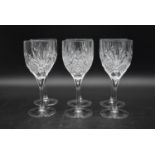 A set of six Stuart cut crystal wine glasses. H.19 Dia.8cm
