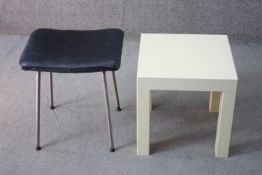 A mid century vintage Stag dressing stool by John and Sylvia Reid along with a contemporary lamp