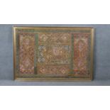 A framed Indian elephant embroidery with sequin embellishment. H.104 W.152cm