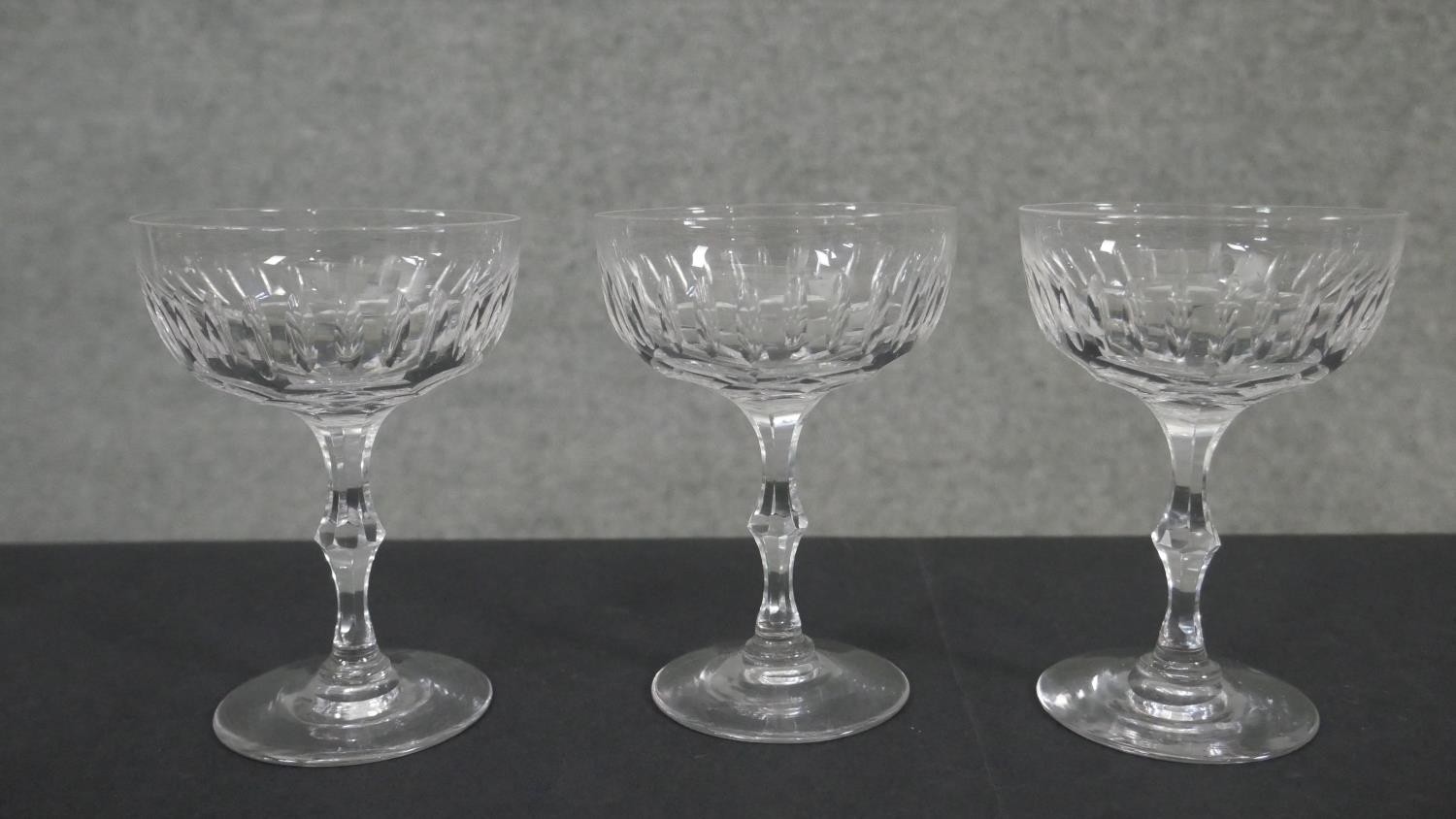 A collection of eleven glasses. Including a set of five ball stem design wine glasses, a set of - Image 3 of 5