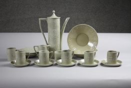 A five person pale green Portmeirion Totem coffee set by Susan Williams-Ellis. Makers stamp to the