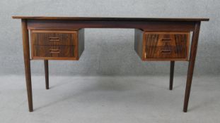 A mid century vintage Danish executive style pedestal desk in the style of Arne Vodder. H.74 W.139