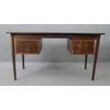 A mid century vintage Danish executive style pedestal desk in the style of Arne Vodder. H.74 W.139