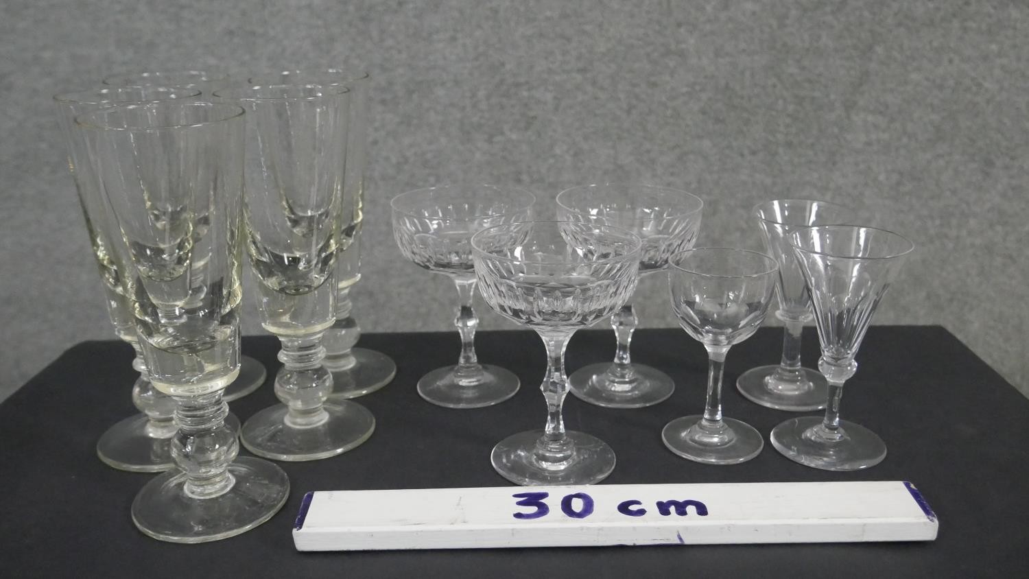 A collection of eleven glasses. Including a set of five ball stem design wine glasses, a set of - Image 5 of 5