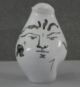 Jean Cocteau for Classic Rose, Rosenthal, a Tetes (heads) porcelain vase with printed design on