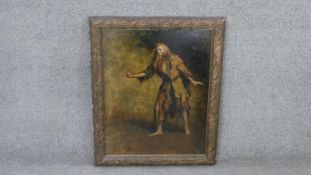 Charles Buchel (1872-1950), a framed oil on board, man standing in tattered clothing, signed. H.71