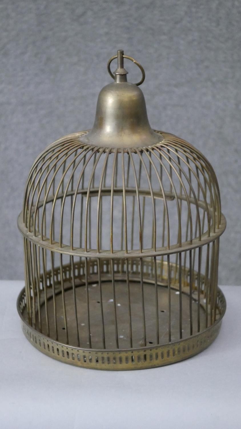 A vintage brass bird cage. H.40 D30cm