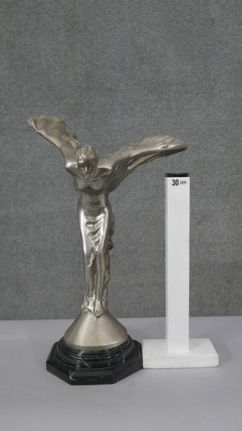 A large chromed model of the Spirit of Ecstasy, signed P. Psaier. H.40 W.29 D.26cm - Image 6 of 6