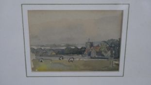 William Hawksworth (1853 - 1935) A framed and glazed watercolour countryside landscape. Label verso.
