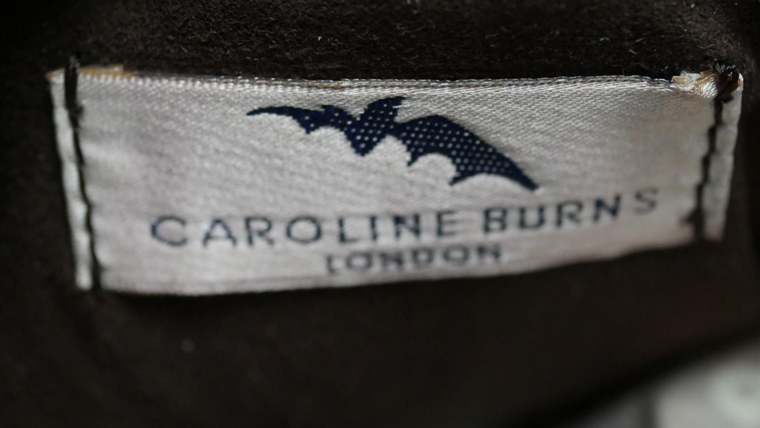 Five Caroline Burns goat skin and leather hand bags, one dyed dark blue, each with designer label to - Image 5 of 5