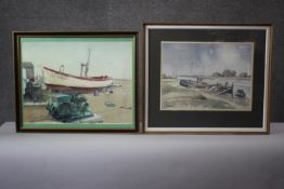 Albert Houghton- A framed and glazed watercolour 'Towards Walberswick from Southwold', label verso