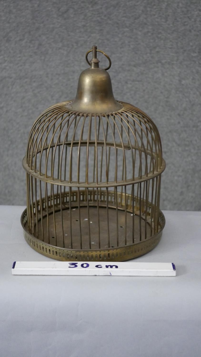 A vintage brass bird cage. H.40 D30cm - Image 2 of 4