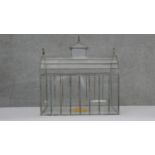 A vintage lead and glass architectural terrarium. H.53 W.52 D.26cm