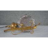 A wall mounted Murano style glass floral design light with scrolling gilt metal bracket. (damaged)