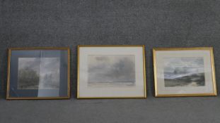 Pierre Chariot (1929 - ) Three framed and glazed watercolour river landscapes. Signed by artist,