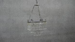 A vintage basket chandelier with cut crystal drops. H.70 Diam.37 cm