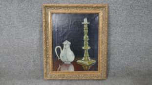 Gertrude Halsband (1917-1981), a framed oil on canvas, still life study, signed. H.46 W.39 cm