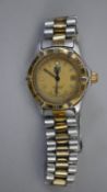 A Tag Heuer 2000 Series Professional 200m two-tone lady's bracelet watch, ref. WK1321-0, no. HS4080,