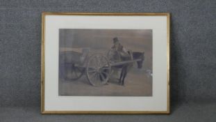 A set of five framed and glazed Dublin prints of watercolours of carts and horses. Dated in plate.