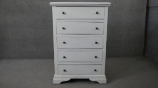 A contemporary Eastern painted hardwood narrow chest of drawers. H.120 W.82 D.42