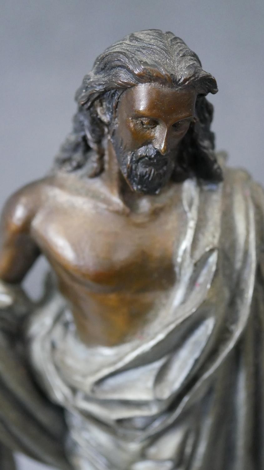 A painted hot cast bronze sculpture 'Jesus now and forever', label to base along with a gilt metal - Image 5 of 7
