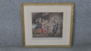 George P James- A framed and glazed 19th century signed mezzotint of children playing. No 193,