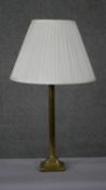 A vintage brass table lamp with pleated shade. H.62 Diam.35 cm