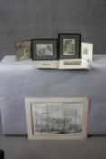 A collection of eight 19th century engravings of various points of interest. H.50 W.62 cm (largest).