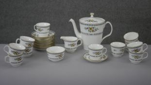 A Minton twelve person part tea service 'Avignon' pattern, comprising eleven cups, twelve saucers,