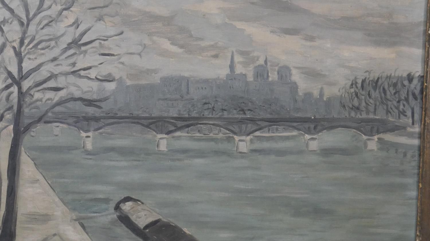 Lelia Caetani (1913-1977), a framed oil on canvas, impressionist study "The Seine" signed and - Image 3 of 7