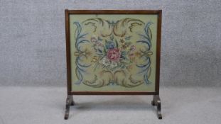 A vintage mahogany framed tapestry firescreen, glazed. H.65 W.59 D.29 cm