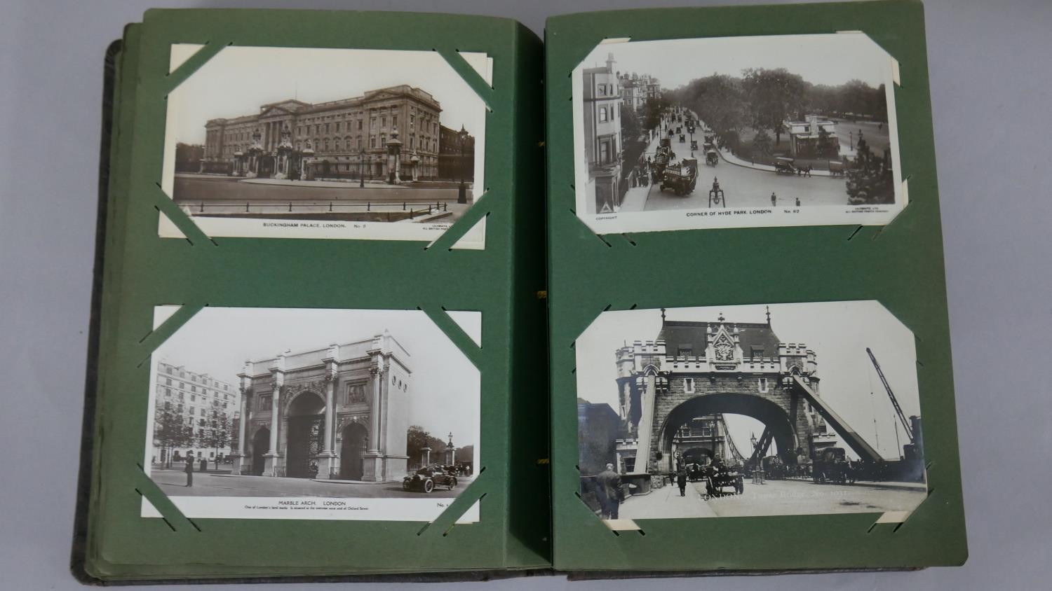 A leather embossed album of eighty early 20th century postcards of various British places of - Image 5 of 5
