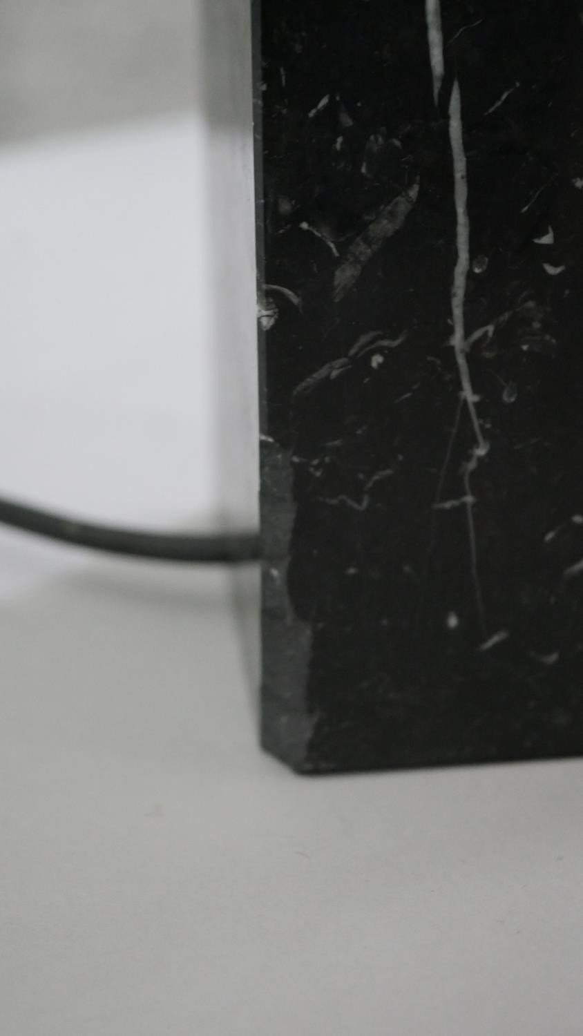 A carved black fossilised marble table lamp of architectural design. H.65 W.10 D.10 cm - Image 3 of 4