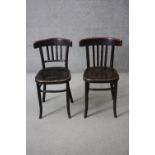 A near pair of late 19th century Fischel bentwood café chairs, each with stamp or label to the