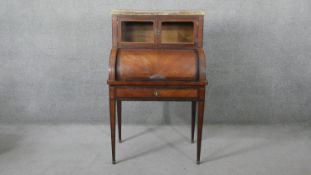 A 19th century kingwood and rosewood bonheur du jour with pierced galleried marble topped
