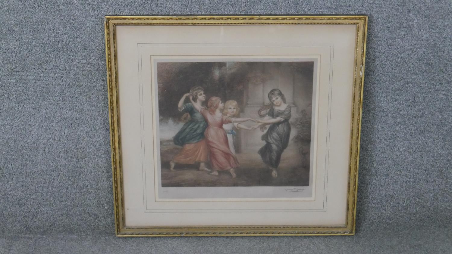 George P James- A framed and glazed 19th century signed mezzotint of children playing. No 193, - Image 2 of 6