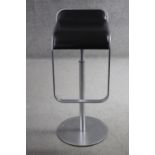 A contemporary chrome framed adjustable high stool. H.84 cm (highest)