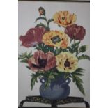 Charles Flower- A framed and glazed signed woodblock print titled 'Oriental Poppies', edition 67/