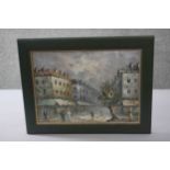 Caroline Burnett (1877-1950) A framed oil on board, Parisian street scene with figures, signed by