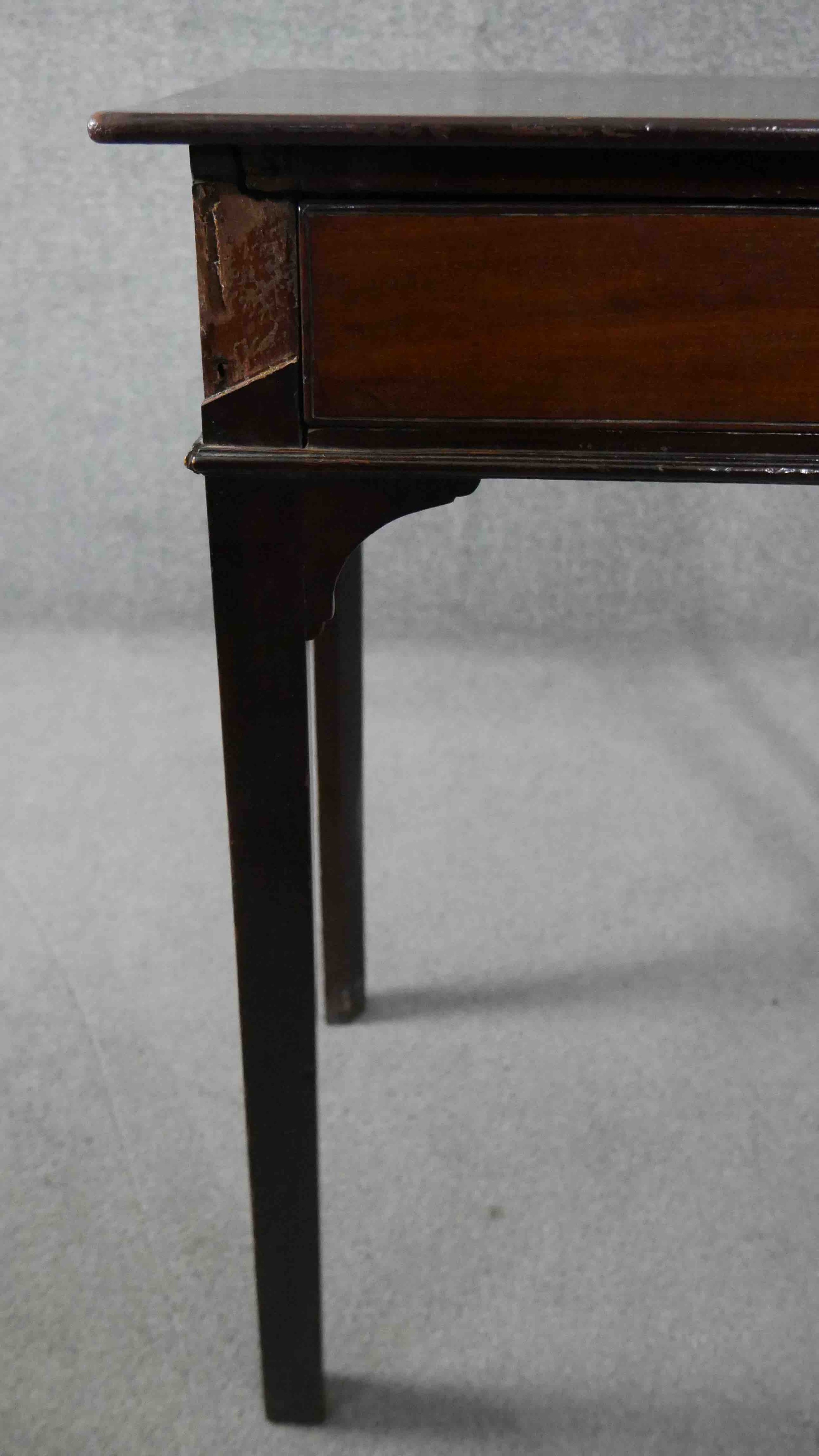 A Georgian mahogany side table fitted with frieze drawer on square tapering supports. H.72 W.50 D. - Image 5 of 6