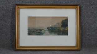 Abraham Hulk Jr. (1851 - 1922) A framed and glazed 19th century watercolour river landscape with