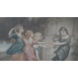 George P James- A framed and glazed 19th century signed mezzotint of children playing. No 193,