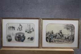 Ten framed and glazed 19th century hand coloured Dutch lithographs by R. De Vries. H.40 W.50 cm.
