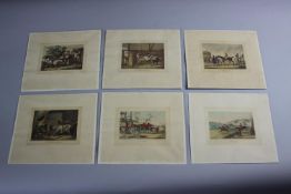 Charles Vernet- Four unframed 19th century hand coloured lithographs of hunting and equine scenes.