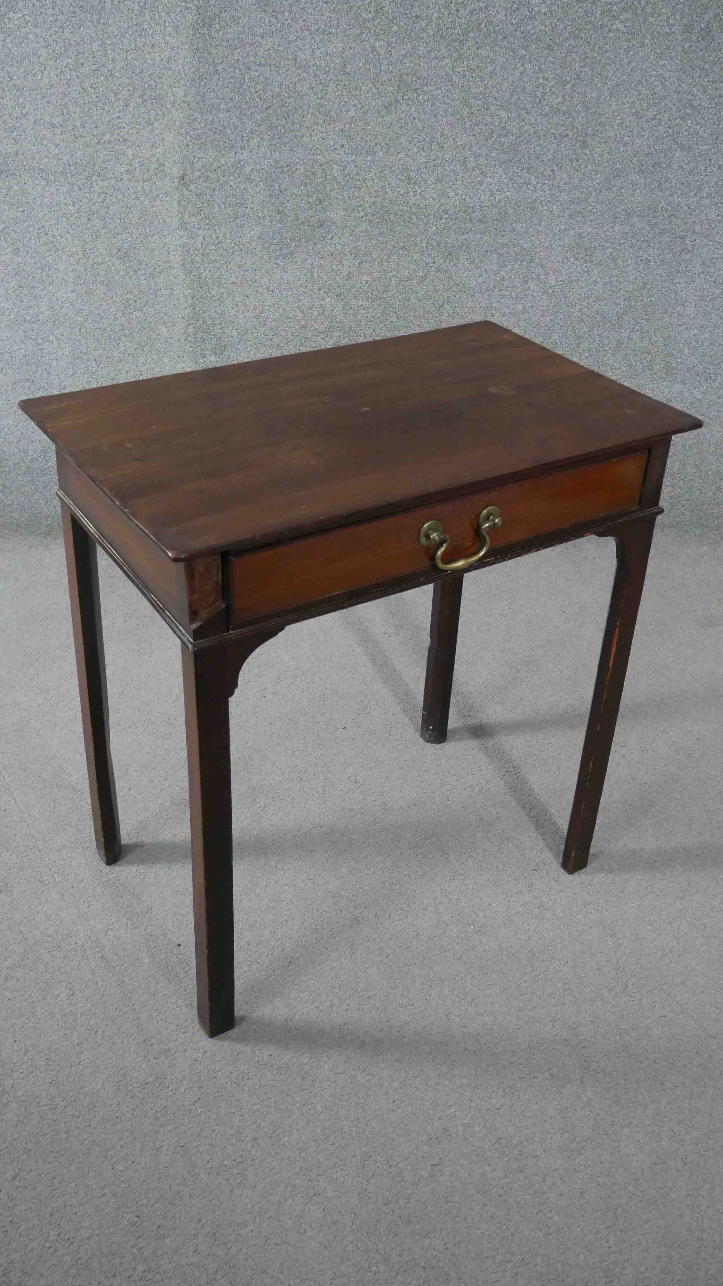 A Georgian mahogany side table fitted with frieze drawer on square tapering supports. H.72 W.50 D. - Image 3 of 6