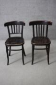 A near pair of late 19th century Fischel bentwood café chairs, each with stamp or label to the